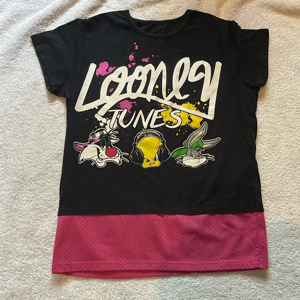 Black shirt with pink at the bottom